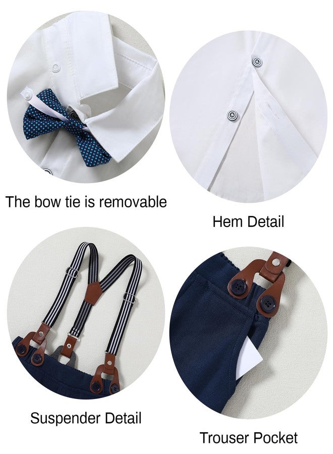 nilikastta Navy Blue Boys Wedding Guest Outfit Suspenders and Bow Tie Set Suit for Kids for Family and Friends Party 5-6 Years - Image 5